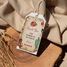 Westerne Rodeo Cowboy Verjaardag Dank je Label Cadeaulabel