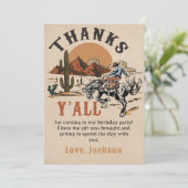 Westerne Rodeo Cowboy Verjaardag Dank u kaart (Staand voorkant)