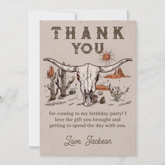Westerne Rodeo Cowboy Verjaardag Dank u kaart (Voorkant)