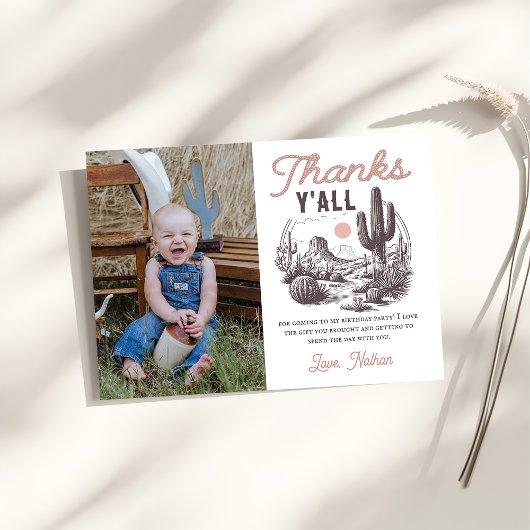 Westerne Rodeo Cowboy Verjaardag Dank u kaart