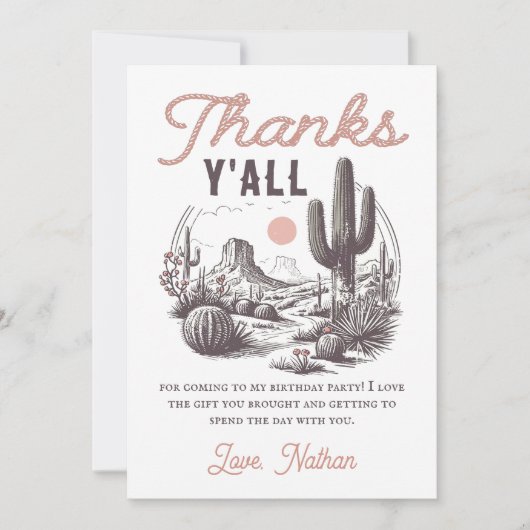 Westerne Rodeo Cowboy Verjaardag Dank u kaart (Voorkant)