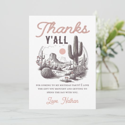 Westerne Rodeo Cowboy Verjaardag Dank u kaart (Staand voorkant)