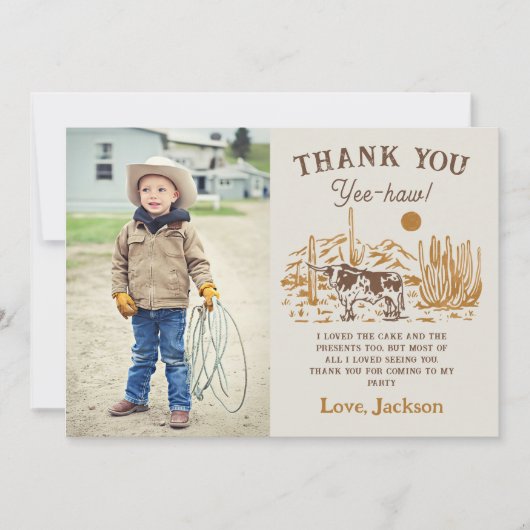 Westerne Rodeo Cowboy Verjaardag Dank u kaart (Voorkant)