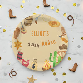 Westerne rodeo cowboy verjaardag papieren bordje