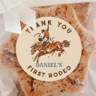 Westerne Rodeo Cowboy Verjaardag Ronde Sticker