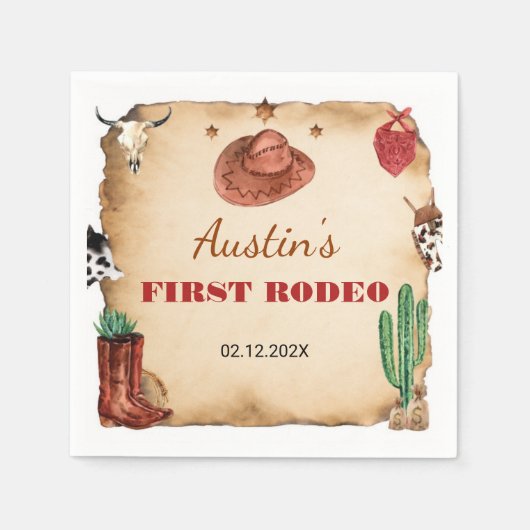 Westerne Rodeo Cowboy Verjaardag Servet (Voorkant)