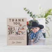 Westerne Rodeo Cowboy Verjaardagsfoto Dank u kaart (Staand voorkant)