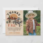 Westerne Rodeo Cowboy Verjaardagsfoto Dank u kaart (Voorkant)
