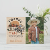Westerne Rodeo Cowboy Verjaardagsfoto Dank u kaart (Staand voorkant)