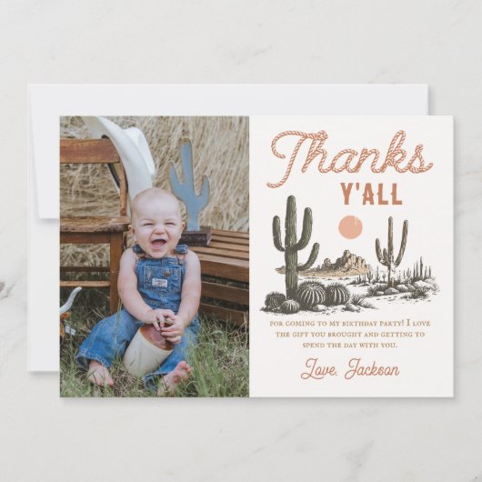 Westerne Rodeo Cowboy Verjaardagsfoto Dank u kaart (Voorkant)