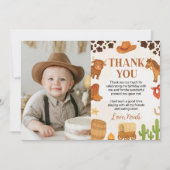 Westerne Rodeo Cowboy Wild West Verjaardag Foto Bedankkaart (Voorkant)