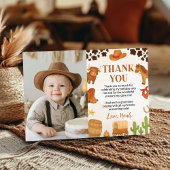 Westerne Rodeo Cowboy Wild West Verjaardag Foto Bedankkaart
