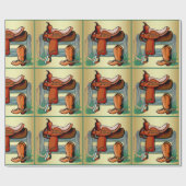 Westerne Rodeo Cowboy Zadellaarzen Touw Son Cadeaupapier (Vlak)