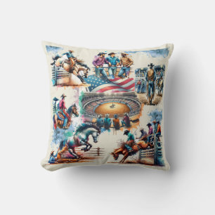 Westerne Rodeo Cowboys Bucking Horse Riding Scenes Kussen