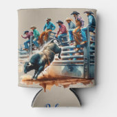 Westerne Rodeo Cowboys Bull Riding en Chutes Blikjeskoeler (Voorkant)