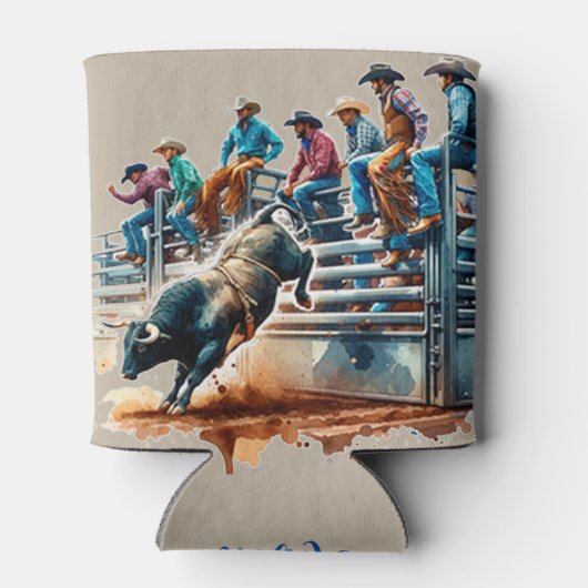 Westerne Rodeo Cowboys Bull Riding en Chutes Blikjeskoeler (Achterkant)