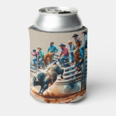 Westerne Rodeo Cowboys Bull Riding en Chutes Blikjeskoeler (Blikje Achterkant)