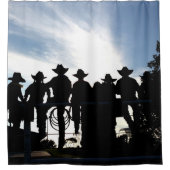 Westerne Rodeo Cowboys en Cowgirl op het hek Douchegordijn (Voorkant)