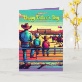 Westerne Rodeo Cowboys gepersonaliseerde Vaderdag Kaart (Gele Bloem)