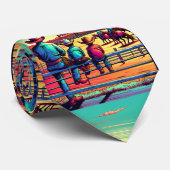 Westerne rodeo cowboys op het hek stropdas (Opgerold)