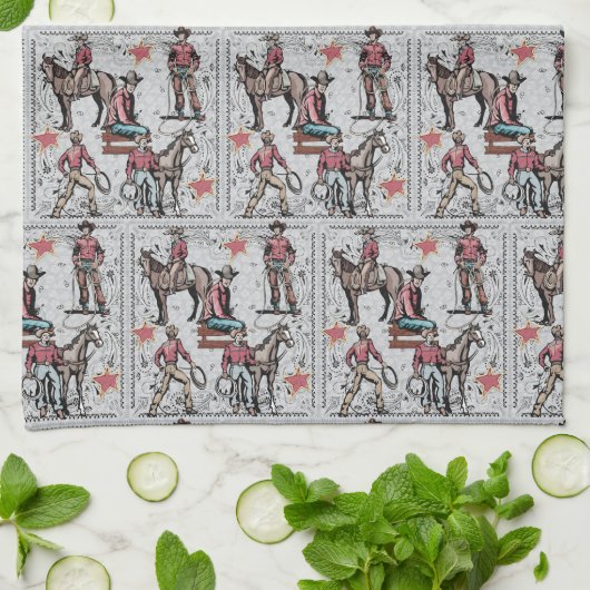 Westerne Rodeo Cowboys Roping Theedoek (Gevouwen)
