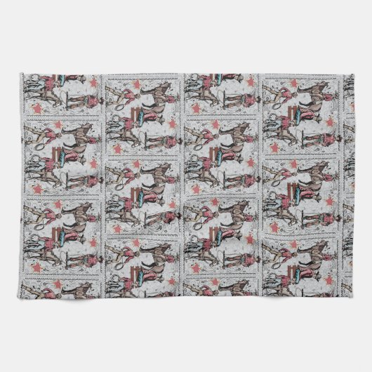 Westerne Rodeo Cowboys Roping  Theedoek (Horizontaal)