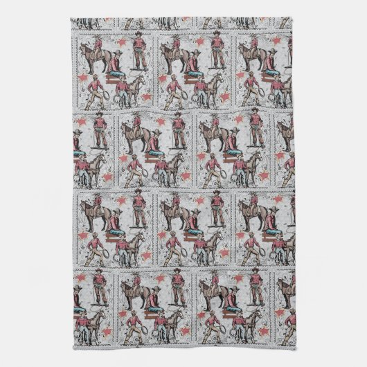 Westerne Rodeo Cowboys Roping  Theedoek (Verticaal)