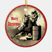 Westerne Rodeo Cowgirl Barrel Racer Keramisch Ornament (Voorkant)