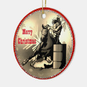 Westerne Rodeo Cowgirl Barrel Racer Keramisch Ornament (Links)