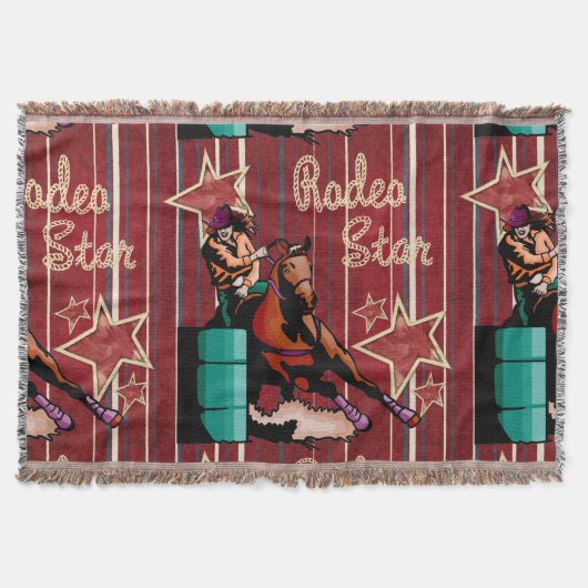 Westerne Rodeo Cowgirl Barrel Racer Throw Blanket Deken (Voorkant)