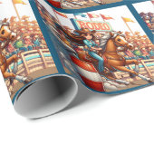 Westerne Rodeo Cowgirl Barrel Racing Cadeaupapier (Rol Hoek)