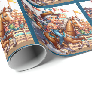 Westerne Rodeo Cowgirl Barrel Racing Cadeaupapier
