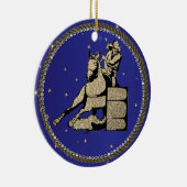 Westerne Rodeo Cowgirl Barrel Racing Keramisch Ornament (Rechts)