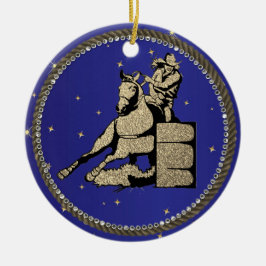 Westerne Rodeo Cowgirl Barrel Racing Keramisch Ornament