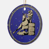 Westerne Rodeo Cowgirl Barrel Racing Keramisch Ornament (Links)