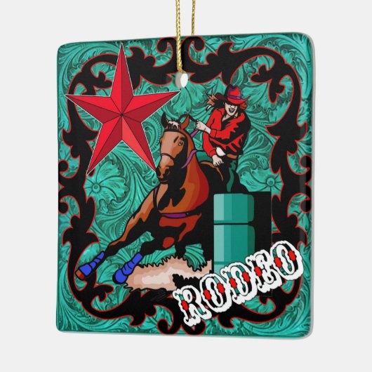 Westerne Rodeo Cowgirl Barrel Racing Ornament (Links)