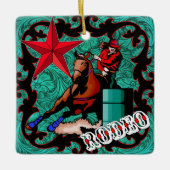 Westerne Rodeo Cowgirl Barrel Racing Ornament (Voorkant)