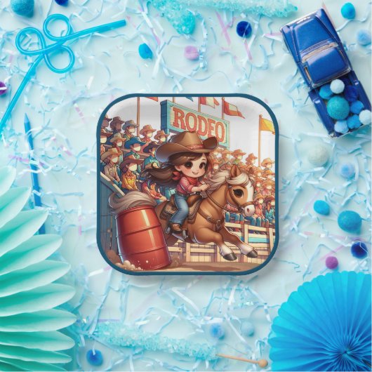 Westerne Rodeo Cowgirl Barrel Racing Papieren Bordje (Feest)