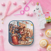 Westerne Rodeo Cowgirl Barrel Racing Papieren Bordje (Feest)