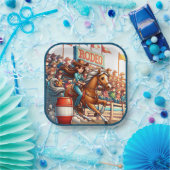 Westerne Rodeo Cowgirl Barrel Racing Papieren Bordje (Feest)