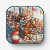 Westerne Rodeo Cowgirl Barrel Racing Papieren Bordje (Voorkant)