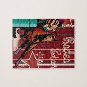 Westerne Rodeo Cowgirl Barrel Racing Rodeo Star Legpuzzel (Horizontaal)