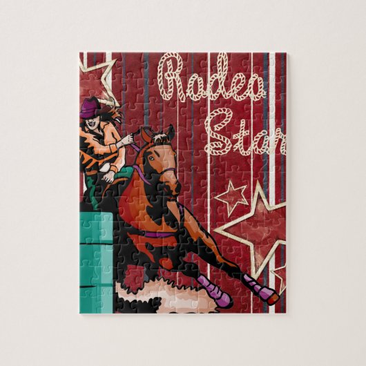 Westerne Rodeo Cowgirl Barrel Racing Rodeo Star Legpuzzel (Verticaal)