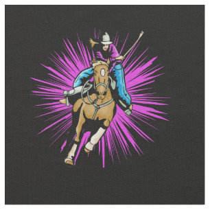 Westerne Rodeo Cowgirl Barrel Racing Running Horse Stof