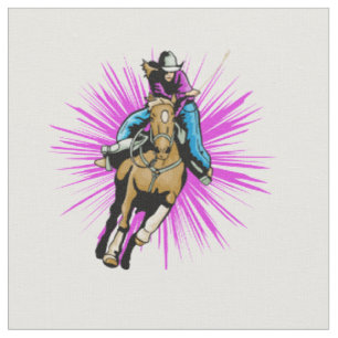 Westerne Rodeo Cowgirl Barrel Racing Running Horse Stof