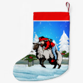 Westerne Rodeo Cowgirl Kind Mutton Buster Snow Sce Kleine Kerstsok (Achterkant)