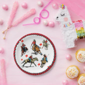 Westerne Rodeo Cowgirl op paarden Papieren Bordje (Feest)