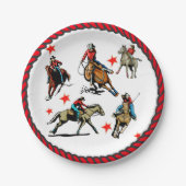 Westerne Rodeo Cowgirl op paarden Papieren Bordje (Voorkant)
