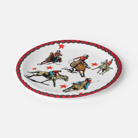 Westerne Rodeo Cowgirl op paarden Papieren Bordje (Gekanteld)