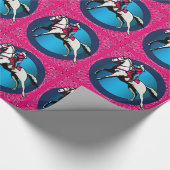 Westerne Rodeo Cowgirl op Running Horse Barrel Rac Cadeaupapier (Hoek)